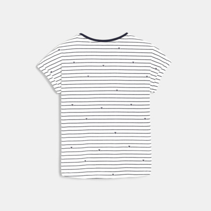 Avis T-shirt rayé petits cœurs bleu fille OKAIDI 3
