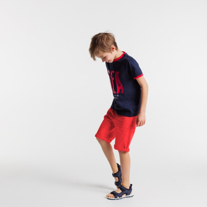 Avis Bermuda slim en toile hyper-stretch rouge garçon OKAIDI 1
