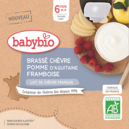 Avis Brassé au Lait de Chèvre français - Pomme de Nouvelle-Aquitaine Framboise Babybio 1