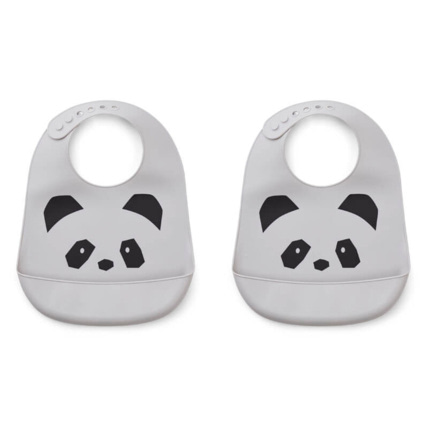 Avis Lot de 2 bavoirs en silicone Tilda - Panda dumbo grey LIEWOOD 1