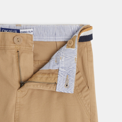 Avis Pantalon chino ceinturé en toile beige garçon OKAIDI 3
