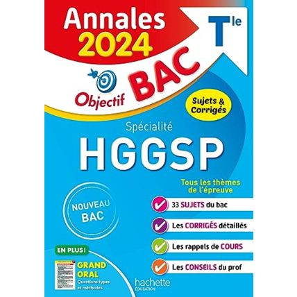Avis Annales Objectif BAC 2024 - Spécialité HGGSP Hachette Éducation 1