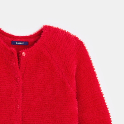Avis Cardigan tricot fluffy uni rouge fille OKAIDI 2