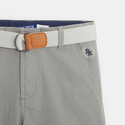 Avis Bermuda slim ceinturé en toile unie gris garçon OKAIDI 2