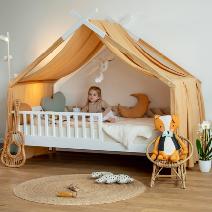 Avis Toile de lit, ciel de lit cabane en double gaze pois dorés Sevira Kids 5