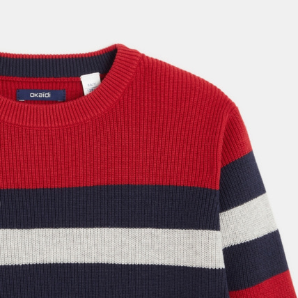 Avis Pull rayé en tricot rouge garçon OKAIDI 3