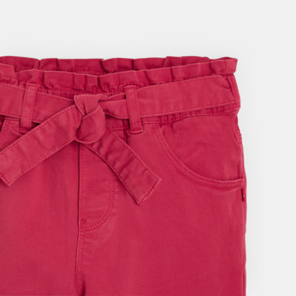 Avis Pantalon en toile unie ceinturé rose fille OKAIDI 3