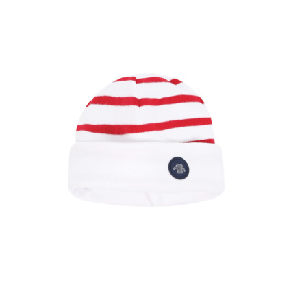 Avis Bonnet "Morgan" Baby - coton épais - Blanc/Braise ARMOR-LUX 1