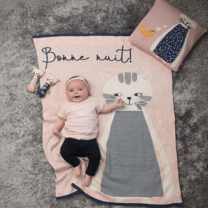 Avis Taie de coussin en tricot de coton, Chat Sevira Kids 3