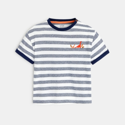 Avis T-shirt rayé dinosaures brodés OBAÏBI 1