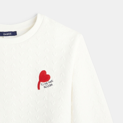 Avis Sweat maille fantaisie coeurs blanc fille OKAIDI 2