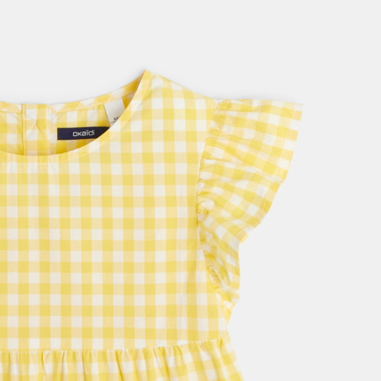 Avis Robe en vichy mutlivolants jaune fille OKAIDI 3