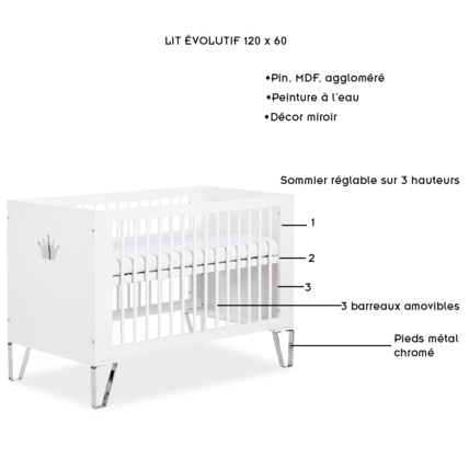 Avis Lit bébé évolutif avec pieds en métal et miroir BLANKA LITTLE SKY BY KLUPS 2