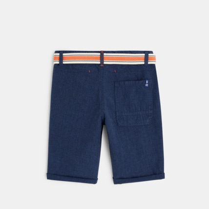 Avis Bermuda slim en toile + ceinture bleu garçon OKAIDI 3