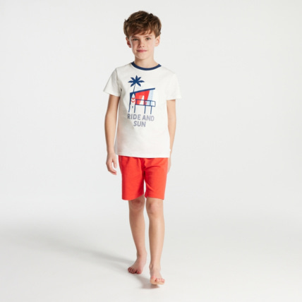 Pyjama short 2 pieces en jersey rouge garcon OKAIDI Comparateur Avis Prix