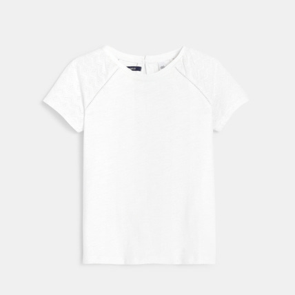 Avis T-shirt détail broderie anglaise blanc fille OKAIDI 2