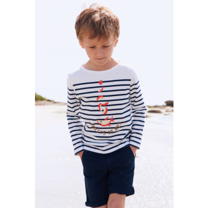 Avis Marinière "fruits de mer" Kids - coton épais - Milk/Marine Deep ARMOR-LUX 1