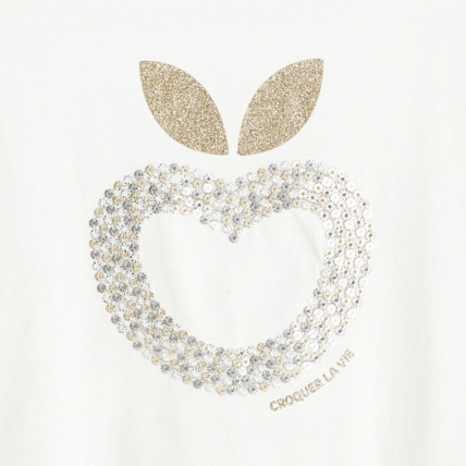 Avis T-shirt à sequins motif pomme blanc fille OKAIDI 3