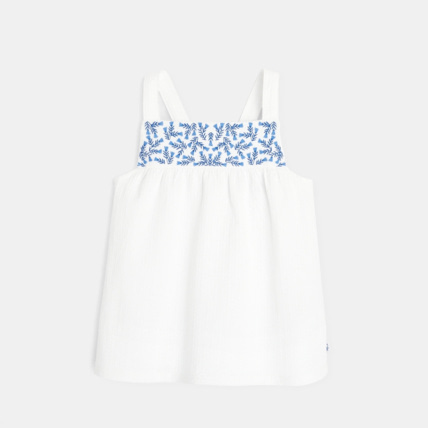 Avis Débardeur brodé et gaufré bleu fille OKAIDI 1