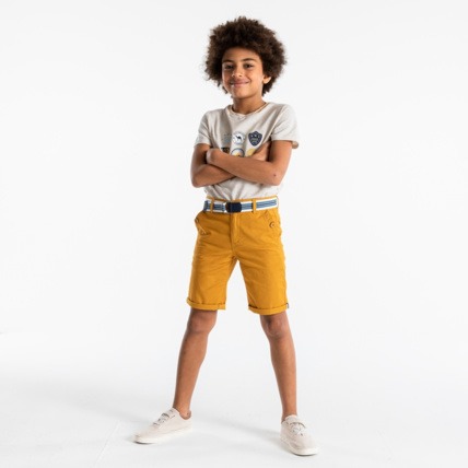 Avis Bermuda slim maille fantaisie jaune garçon OKAIDI 1