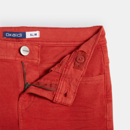 Avis Pantalon slim bi-stretch rouge garçon OKAIDI 3