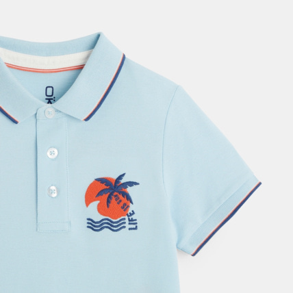 Avis Polo en jersey piqué motif palmier bleu garçon OKAIDI 3