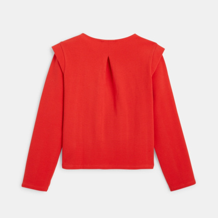 Avis Sweat côtelé à effet de manches rouge fille OKAIDI 3