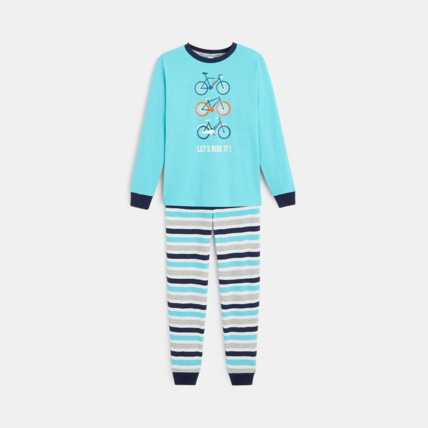 Avis Pyjama jersey motif vélos phosphorescent bleu garçon OKAIDI 2