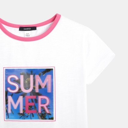 Avis T-shirt fantaisie blanc fille OKAIDI 2