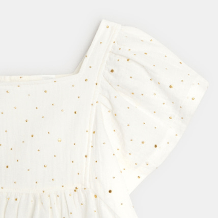 Avis Blouse à pois en gaze de coton blanche fille OKAIDI 2