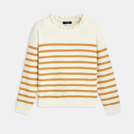 Avis Pull marin à col collerette jaune fille OKAIDI 2