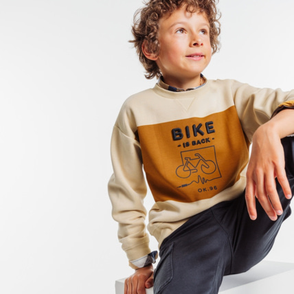 Avis Sweat-shirt en molleton Bike is Back beige garçon OKAIDI 1