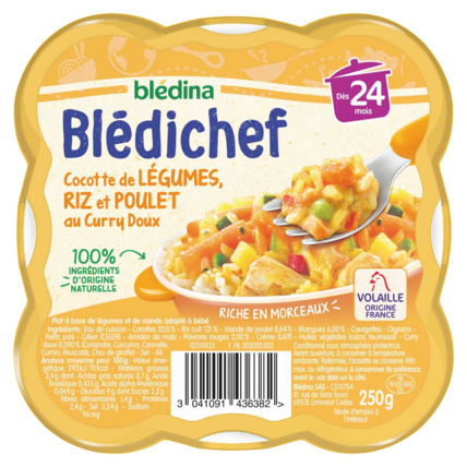 Avis BLEDICHEF Cocotte de légumes, riz et poulet au curry doux Blédina 1