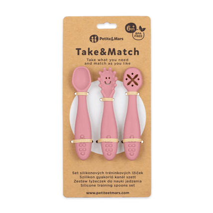 Avis Lot de 3 Cuillères d'Entraînement en Silicone Take&Match 6m+ Petite&Mars 2
