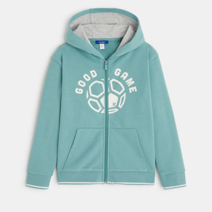 Avis Sweat zippé à capuche molleton vert garçon OKAIDI 2