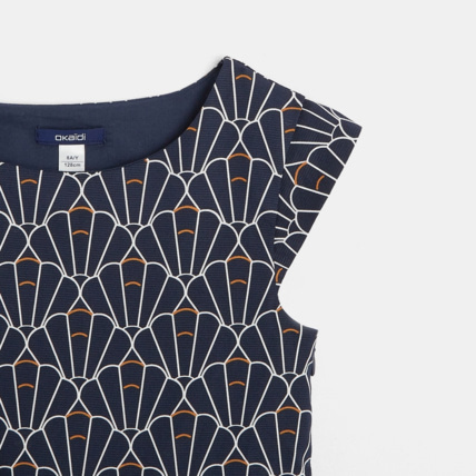 Avis Robe imprimée graphique à plis bleue fille OKAIDI 3