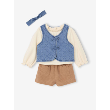 Avis Ensemble bébé 4 pièces T-shirt + gilet + short + bandeau Vertbaudet 2