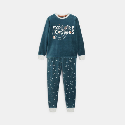 Pyjama 2 pieces en velours theme cosmos vert garcon OKAIDI Comparateur Avis Prix