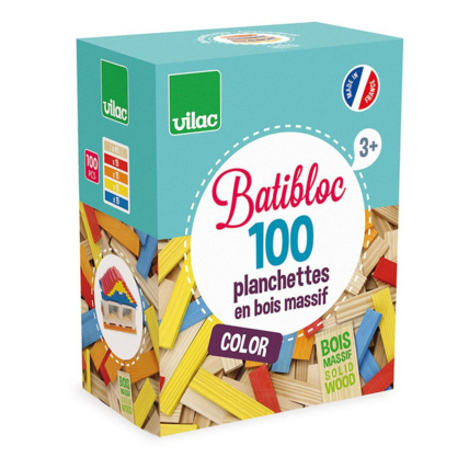 Avis Jeu de construction en bois 100 planchettes batibloc - color VILAC 1