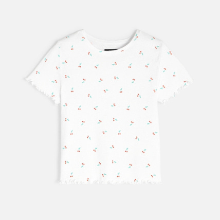 Avis T-shirt à bords ondulés rouge fille OKAIDI 2