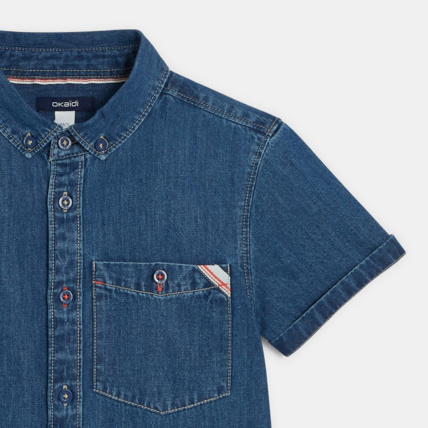 Avis Chemise manches courtes en jean bleue garçon OKAIDI 4