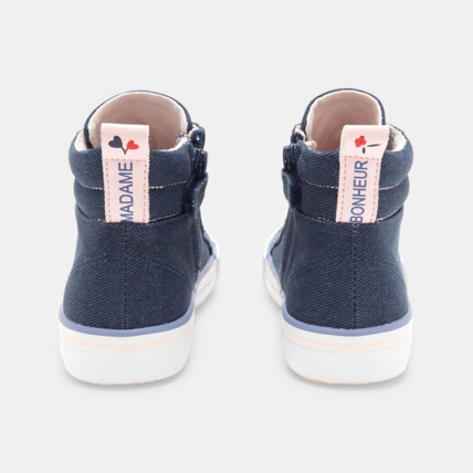Avis Baskets mid toile à lacets fleurs bleues fille OKAIDI 4
