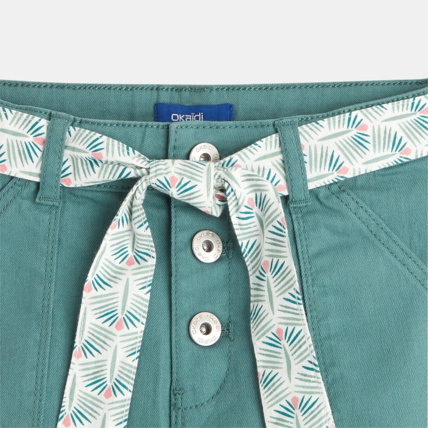 Avis Short saharien à ceinture fleurie vert fille OKAIDI 3