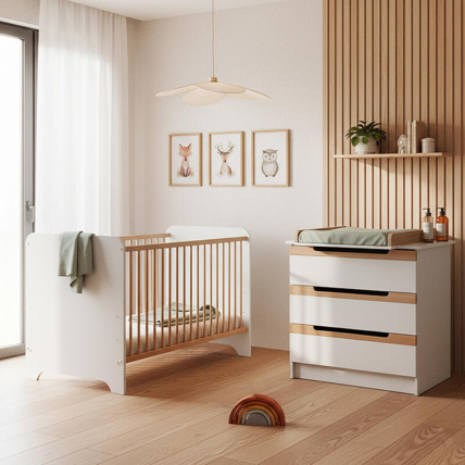 Avis Chambre Duo Carrousel Lit bébé + Commode à langer AT4 1