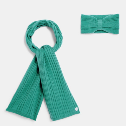 Avis Echarpe et headband en tricot assortis vert fille OKAIDI 1