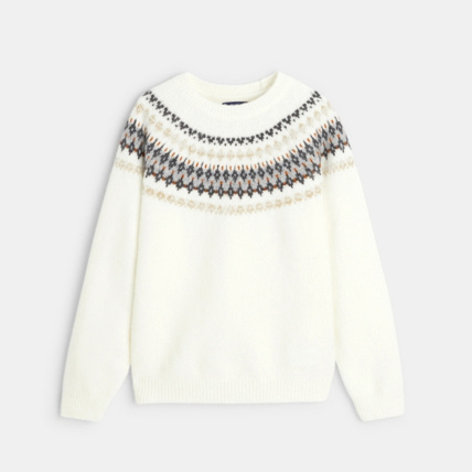 Avis Pull scandinave motif jacquard blanc fille OKAIDI 1
