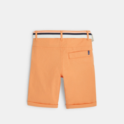 Avis Bermuda ceinturé en toile effet piqué orange garçon OKAIDI 3