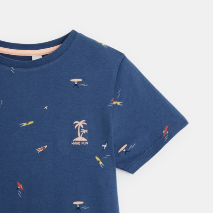 Avis T-shirt manches courtes à petits motifs bleu garçon OKAIDI 3