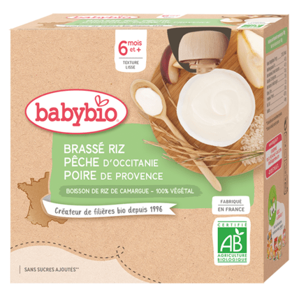 Avis Brassé Végétal base Riz - Pêche d'Occitanie Poire de Provence Babybio 1