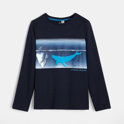 Avis T-shirt à motif sequins magiques bleu garçon OKAIDI 1